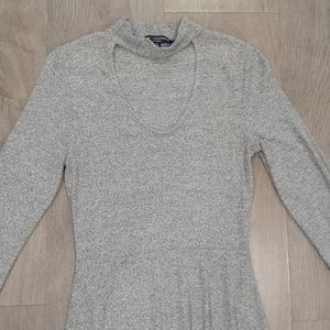 NWOT Gray Stretchy Mock Neck Choker Sweater Dress